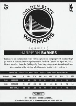 2014-15 Hoops - Gold #49 Harrison Barnes Back