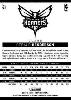 2014-15 Hoops - Green #93 Gerald Henderson Back