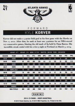2014-15 Hoops - Artist's Proof #41 Kyle Korver Back