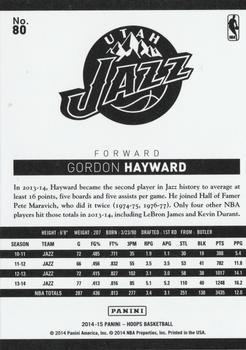 2014-15 Hoops - Artist's Proof #80 Gordon Hayward Back