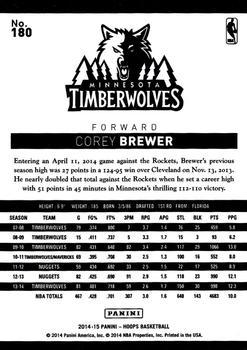 2014-15 Hoops - Artist's Proof #180 Corey Brewer Back