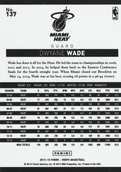 2014-15 Hoops - Blue #137 Dwyane Wade Back