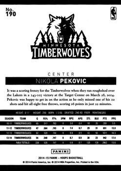 2014-15 Hoops - Blue #190 Nikola Pekovic Back