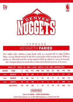 2014-15 Hoops - Red Back #17 Kenneth Faried Back