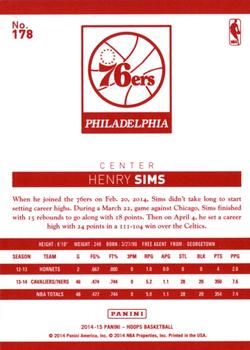 2014-15 Hoops - Red Back #178 Henry Sims Back
