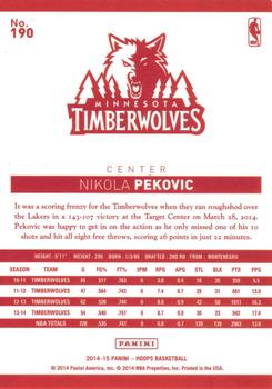 2014-15 Hoops - Red Back #190 Nikola Pekovic Back