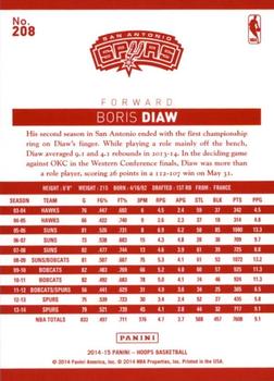 2014-15 Hoops - Red Back #208 Boris Diaw Back