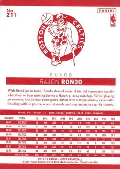 2014-15 Hoops - Red Back #211 Rajon Rondo Back