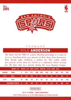 2014-15 Hoops - Red Back #285 Kyle Anderson Back