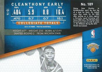 2014-15 Panini Prestige Plus #189 Cleanthony Early Back