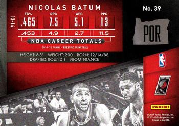 2014-15 Panini Prestige Premium #39 Nicolas Batum Back