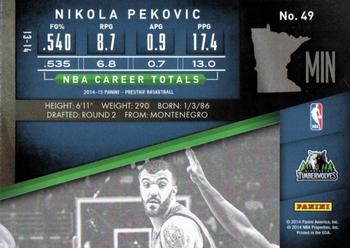 2014-15 Panini Prestige Premium #49 Nikola Pekovic Back