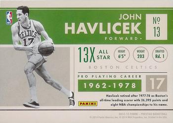 2014-15 Panini Prestige - Prestigious Pioneers #13 John Havlicek Back