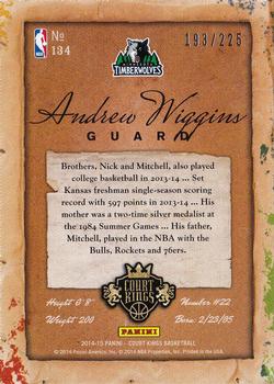 2014-15 Panini Court Kings #134 Andrew Wiggins Back