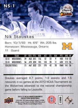 2014-15 Upper Deck NCAA March Madness #NS-1 Nik Stauskas Back