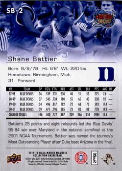 2014-15 Upper Deck NCAA March Madness #SB-2 Shane Battier Back