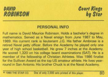 1990-91 Star Court Kings #80 David Robinson Back