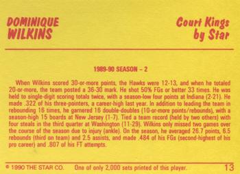 1990-91 Star Court Kings #13 Dominique Wilkins Back