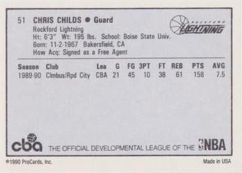1990-91 ProCards CBA #51 Chris Childs Back