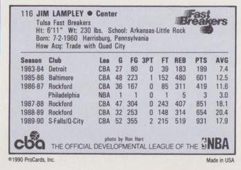1990-91 ProCards CBA #116 Jim Lampley Back