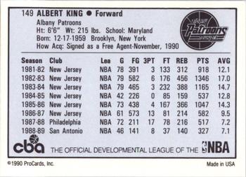 1990-91 ProCards CBA #149 Albert King Back