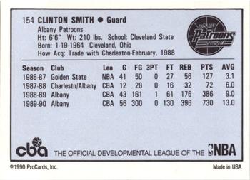 1990-91 ProCards CBA #154 Clinton Smith Back