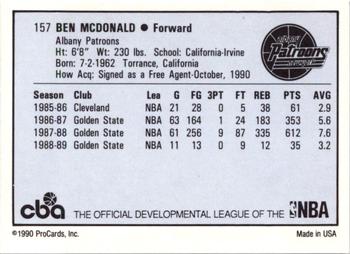 1990-91 ProCards CBA #157 Ben McDonald Back