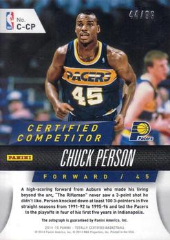 2014-15 Panini Totally Certified - Competitor Autographs #C-CP Chuck Person Back
