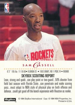 1993-94 SkyBox Schick #NNO Sam Cassell Back
