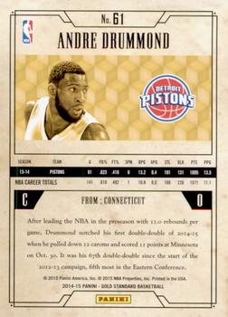 2014-15 Panini Gold Standard #61 Andre Drummond Back