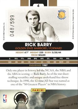 2010 Panini Hall of Fame #4 Rick Barry  Back
