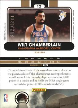 2010 Panini Hall of Fame #12 Wilt Chamberlain  Back