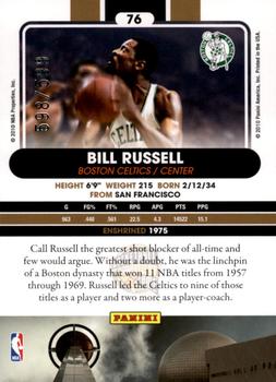 2010 Panini Hall of Fame #76 Bill Russell  Back