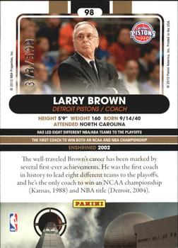 2010 Panini Hall of Fame #98 Larry Brown  Back