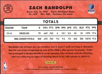 2014-15 Donruss #15 Zach Randolph Back