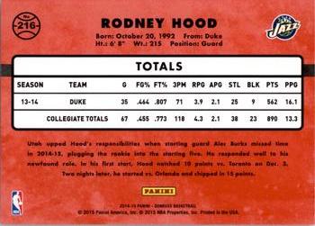 2014-15 Donruss #216 Rodney Hood Back