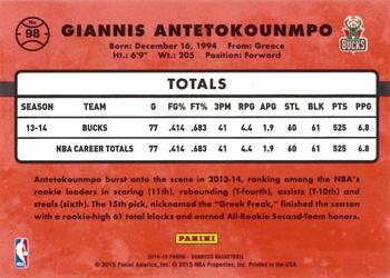 2014-15 Donruss #98 Giannis Antetokounmpo Back