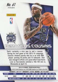 2014-15 Panini Prizm - Prizms Red White and Blue Pulsar #61 DeMarcus Cousins Back