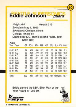 1990-91 Kayo Seattle SuperSonics #10 Eddie Johnson Back