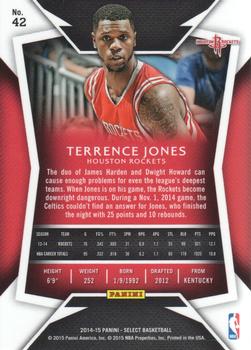 2014-15 Panini Select #42 Terrence Jones Back