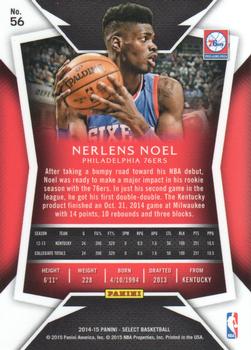 2014-15 Panini Select #56 Nerlens Noel Back