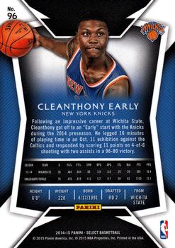 2014-15 Panini Select #96 Cleanthony Early Back