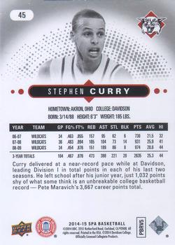 2014-15 SP Authentic #45 Stephen Curry Back