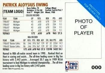 1991-92 Pro Set Prototypes #000 Patrick Aloysius Ewing Back