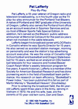 1989-90 Hoops - Announcers #NNO Pat Lafferty Back