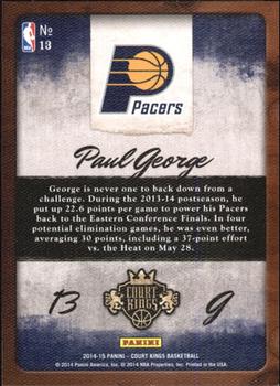 2014-15 Panini Court Kings - Aficionado #13 Paul George Back