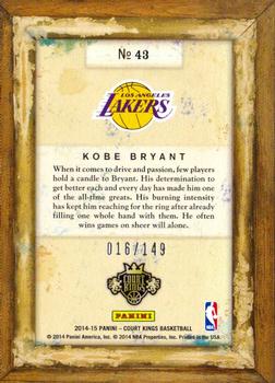 2014-15 Panini Court Kings - Portraits #43 Kobe Bryant Back