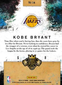 2014-15 Panini Court Kings - Rookie Royalty #14 Kobe Bryant Back