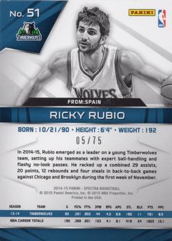 2014-15 Panini Spectra #51 Ricky Rubio Back