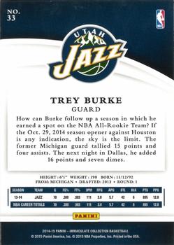 2014-15 Panini Immaculate Collection #33 Trey Burke Back